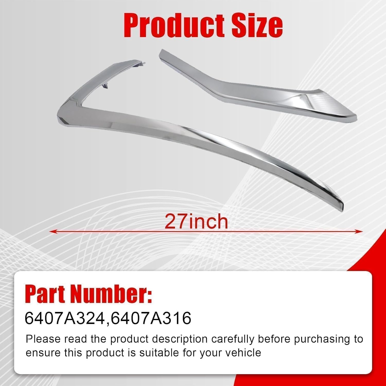 FZJDSD 2PCS Chrome Front Right Bumper Molding Trim 6407A316 Compatible with Mitsubishi Eclipse Cross 2018-2021