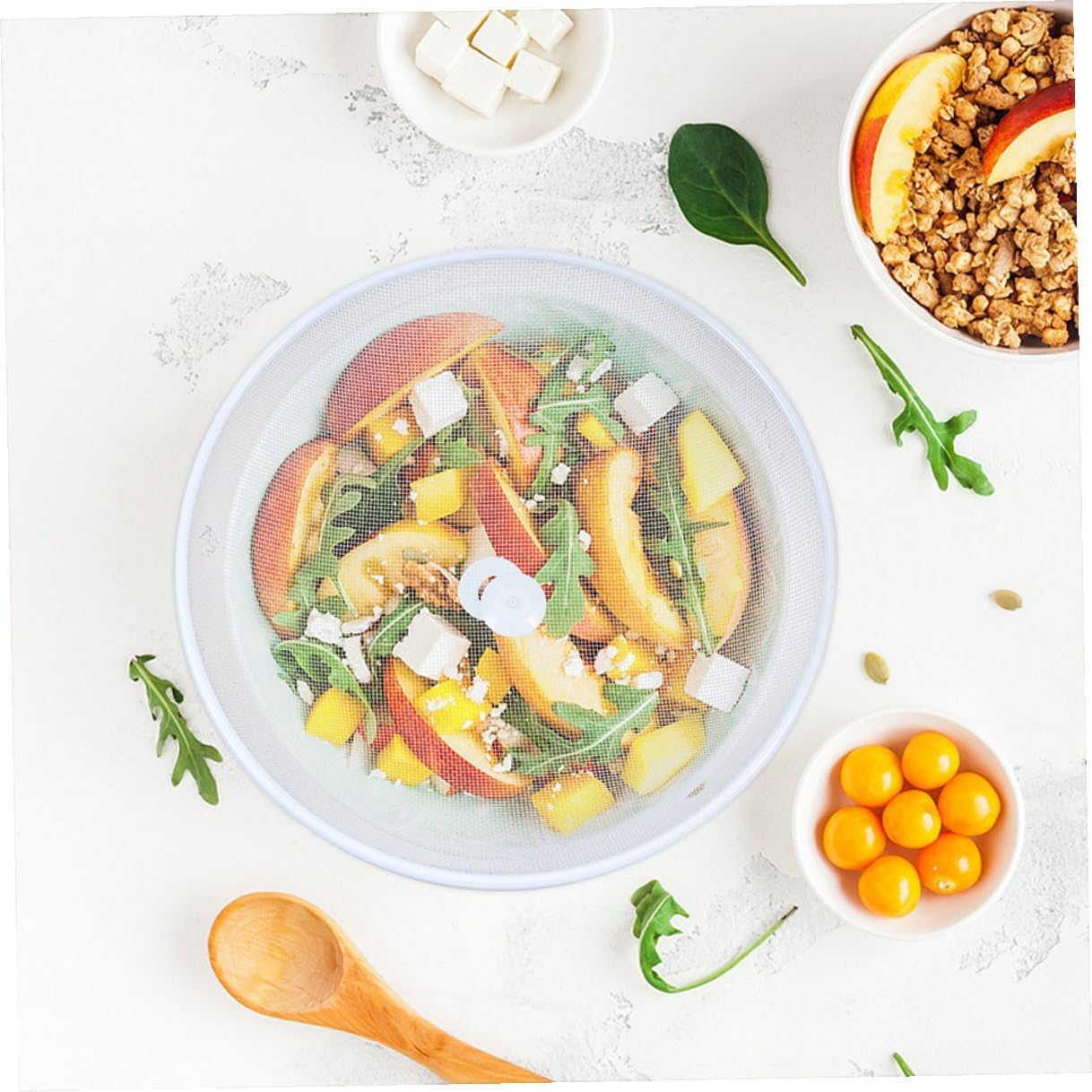 VALICLUD 2pcs 35cm Diameter White Iron Food Cover Mesh Tent Household Food Protecting Cover Dustproof Meal for Kitchen Table and Dining Use