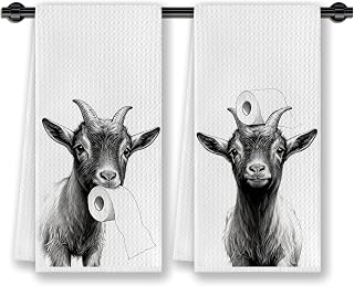 Funny Goat Hand Towels for Bathroom Decor, Goat Gift for Wome Kids, 16x24 Inches Set of 2