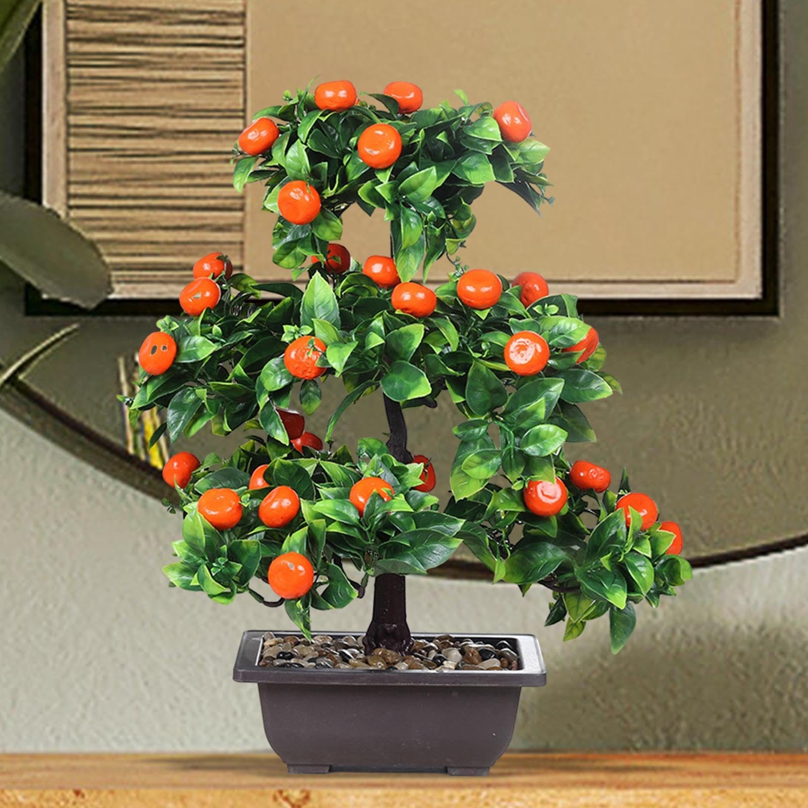 Albero Da Frutto Artificiale Con Vaso - Mini Bonsai Finto In Plastica, Ciliegio/Pesco/Arancio, Per Decorazione Casa E Ufficio