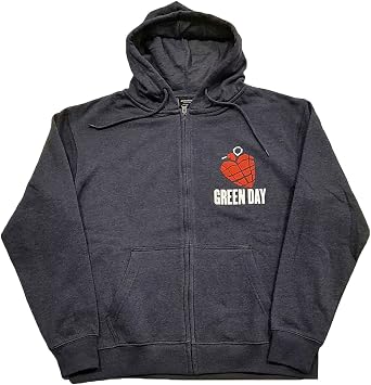 Green Day Hoodie American Idiot Band Logo Official Unisex Navy Blue Zipped