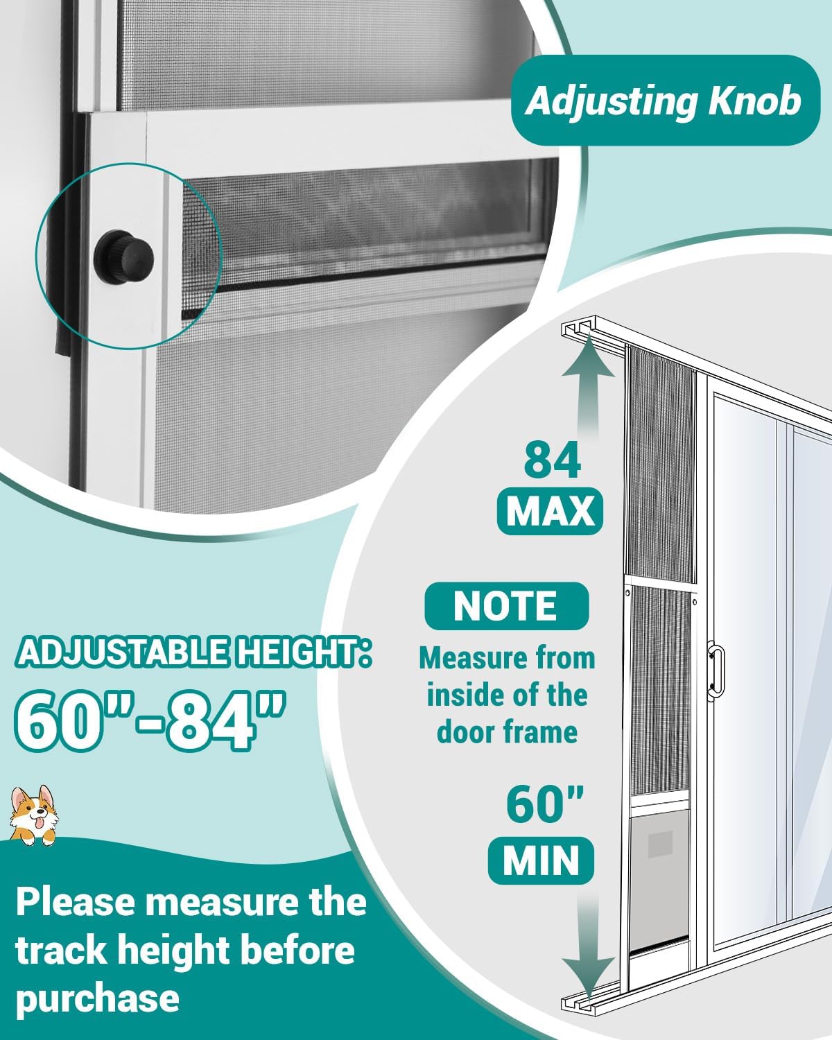 Dog Door for Sliding Door - Large Dog Door for Sliding Glass Door - Patio Sliding Door Dog Door Insert - Easy Installation, Security Lock, Weather Proof Panel