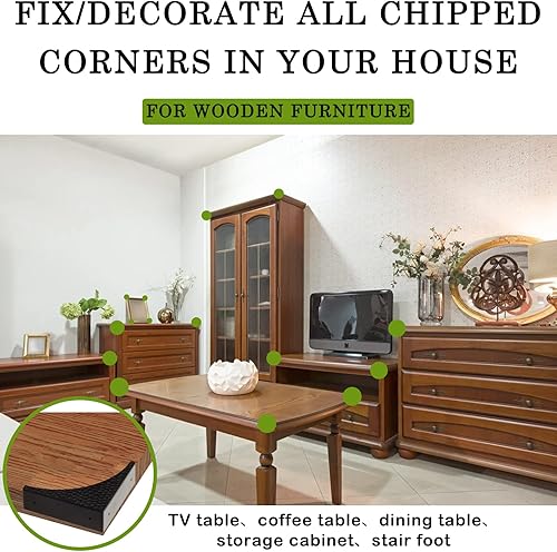 Miniatura 4 de Protectores de esquina de metal negro decorativo de madera, protectores de esquina de caja de 2.56 pulgadas, esquinas de mesa de metal, soportes de