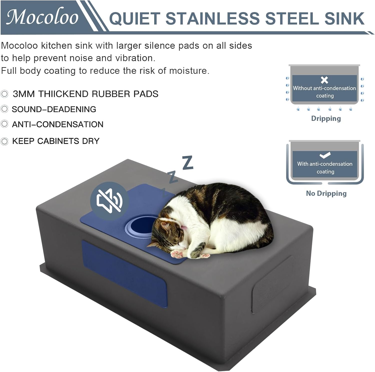 28 inch Undermount Sink - Mocoloo 28x18 inch Single Bowl Kitchen Sink Stainless Steel 16 Gauge Round Corner 10 inch deep with Accessories