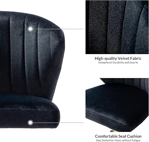 Miniatura 6 de HULALA HOME Silla de escritorio de oficina en casa con ruedas doradas, pequeña y bonita silla de tocador con respaldo para dormitorio, asiento de