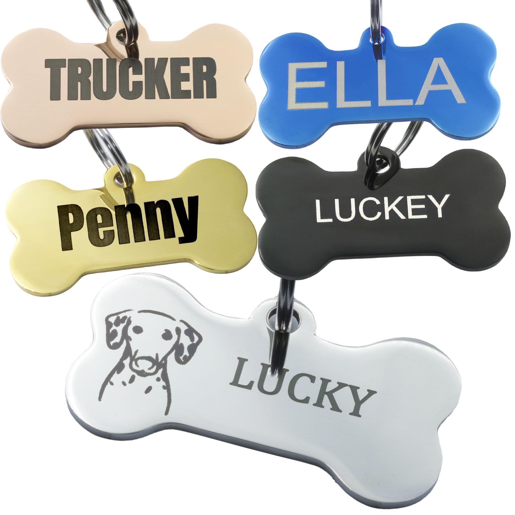 QIPAN Handmade Stainless Steel Dog Tags Personalized,Custom Dog Tags,Dog Id Tags Personalized,Engraved On Both Sides,Up to 8 Lines of Custom Text Dog Tag,Dog Collar Tag,Black Bone Shape for Large Dogs