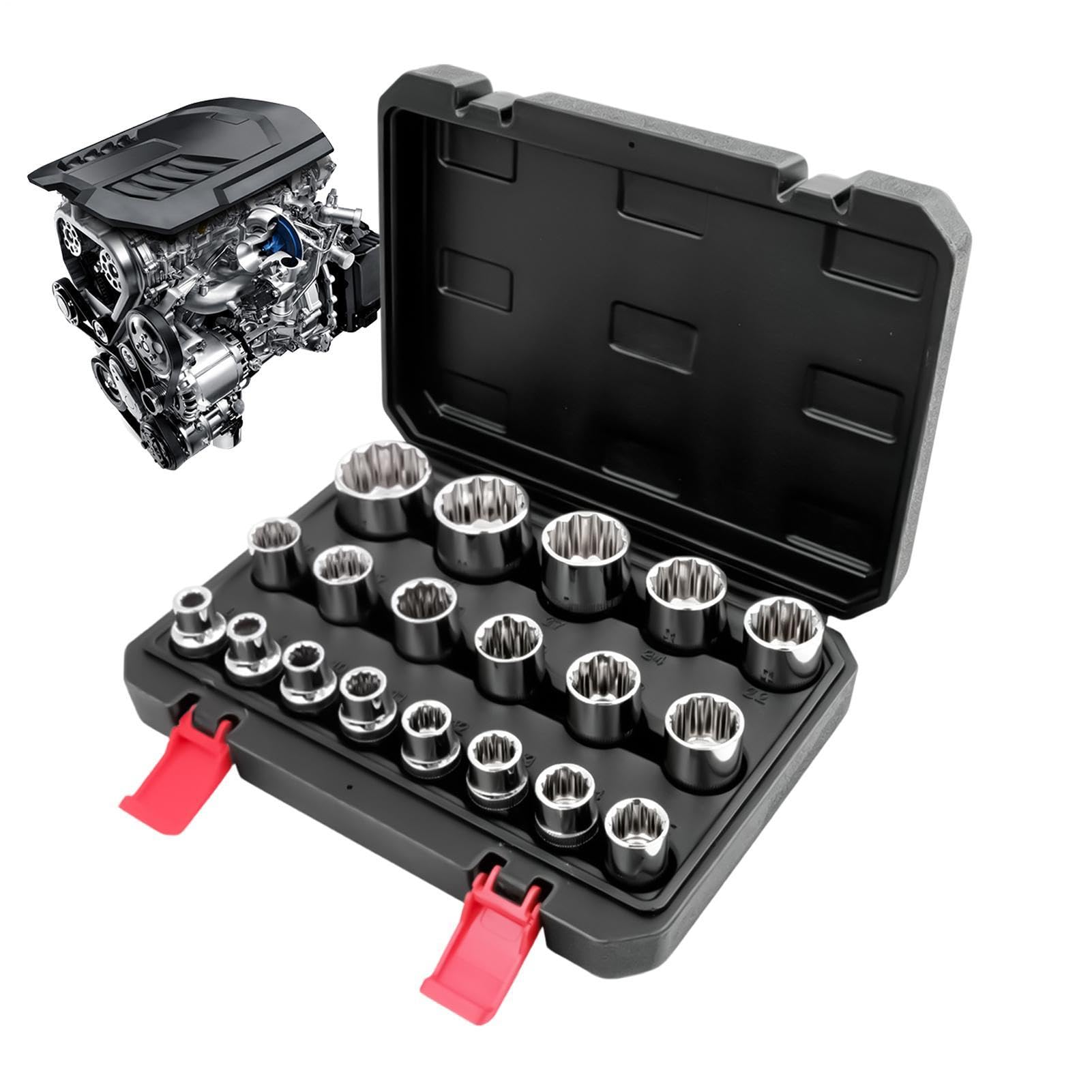 Set di Bussole Metriche 19 Pezzi Azionamento da 1/2 Pollice con