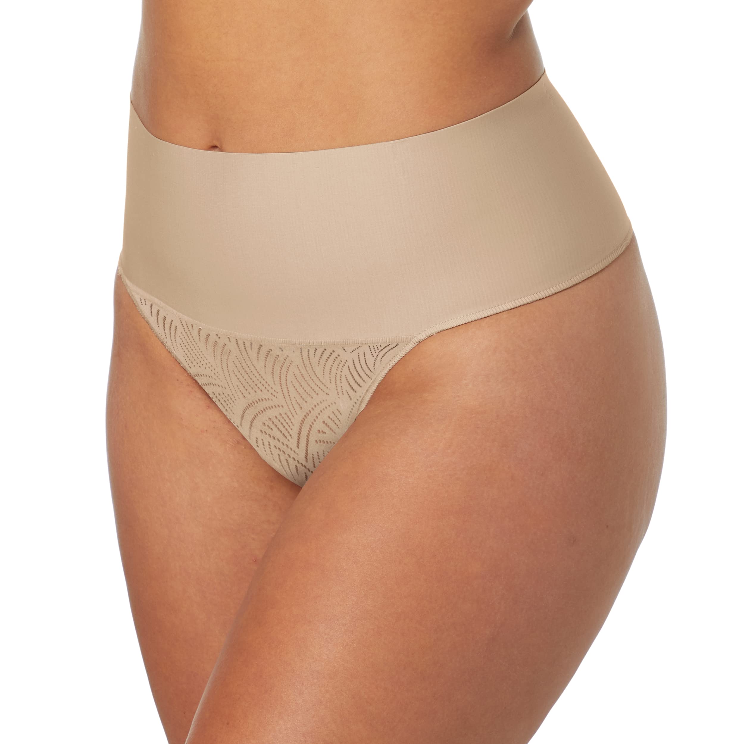 Maidenform womens Tame Your Tummy Lace Thong Panties, Firm Control Shapewear Thong, Cool Comfort