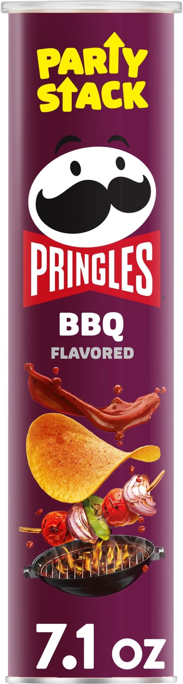 Potato Crisps Chips, Lunch Snacks, On-The-Go Snacks, Party Stack, BBQ, 7.1oz Can (1 Can)