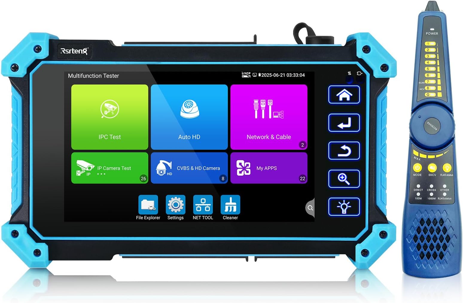 Rsrteng 8K IP Camera Tester with Cable Tracer, IPC-5100C Plus 8MP AHD CVI TVI CVBS IP Camera Test 4K HD Display Video Monitor 5inch IPS Touch Screen IPC Tester Support POE PTZ WiFi RS485 HD & VGA