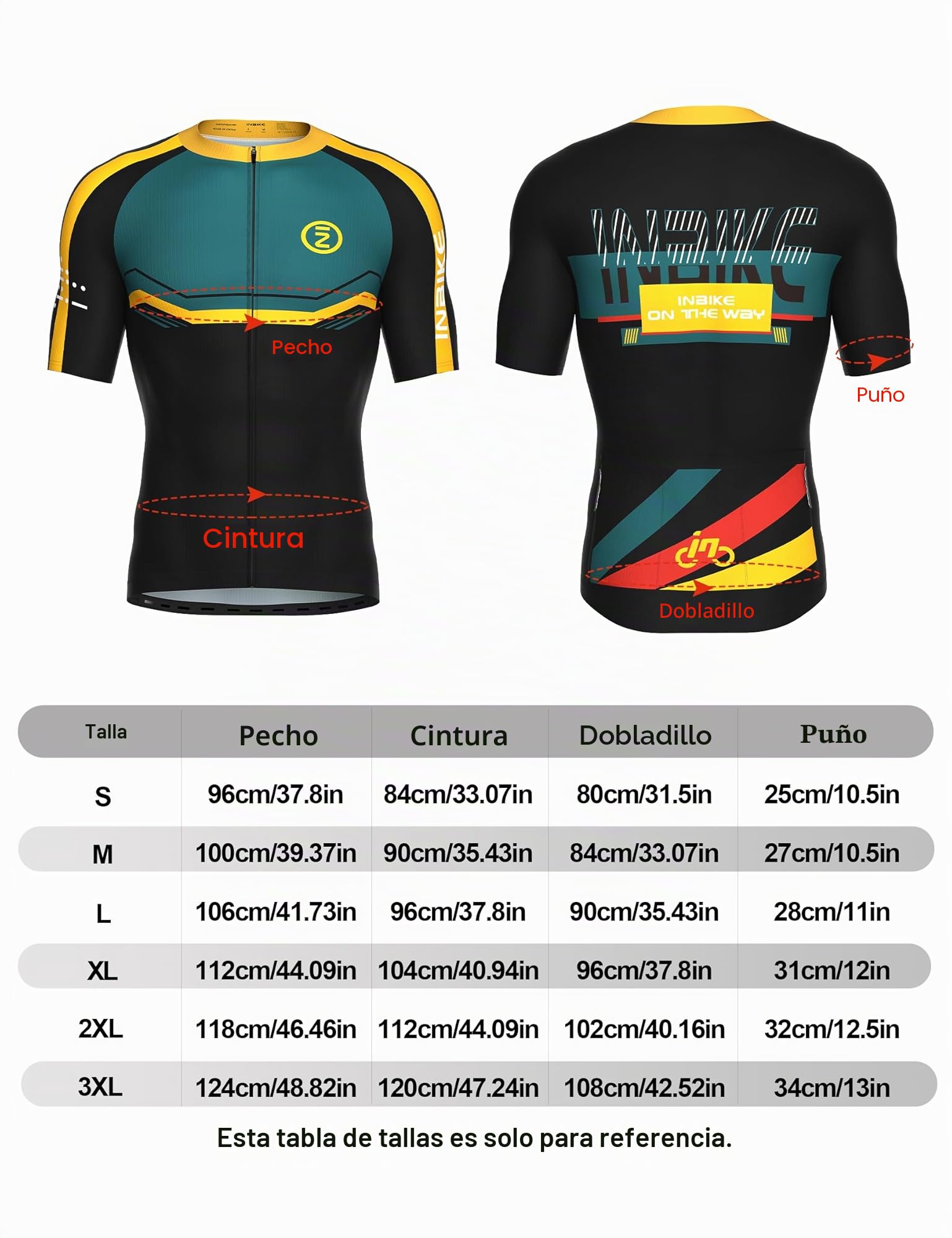 INBIKE Conjunto de Ciclismo para Hombre Maillot de Manga Corta + Culotte con Almohadillas 3D Transpirables Ajuste Cómodo y Material Elástico Ideal para Carretera o MTB S125