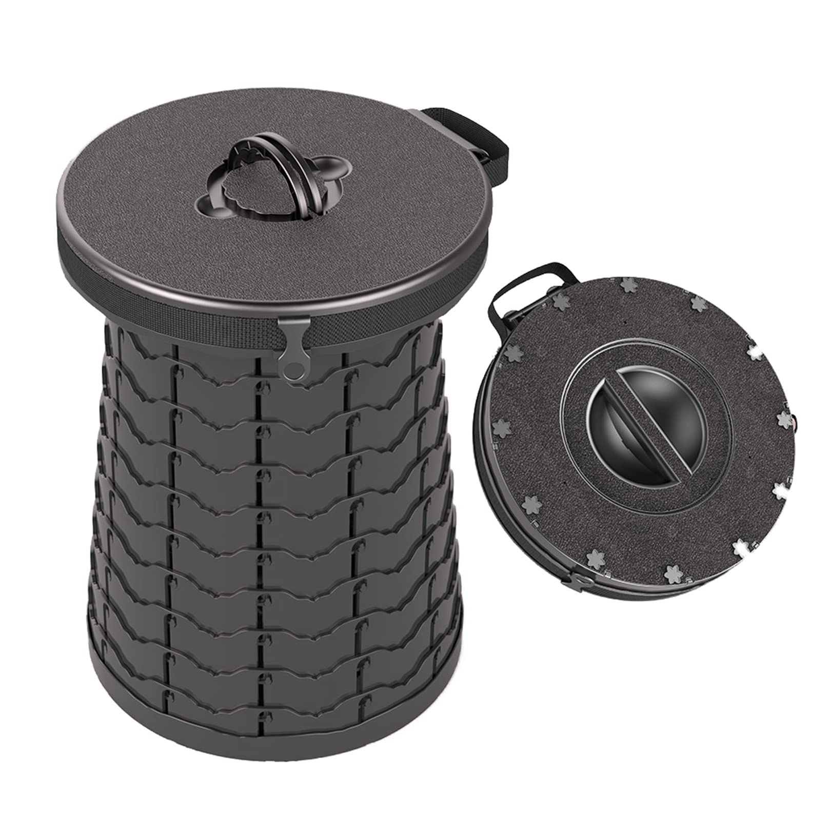 Tragbarer Teleskophocker Klappbarer Campinghocker Leichter Einziehbarer Hocker für Erwachsene Zusammenklappbare Autotoilette Grillen Im Freien Angeln Wandern Gartenarbeit (Color : Black)