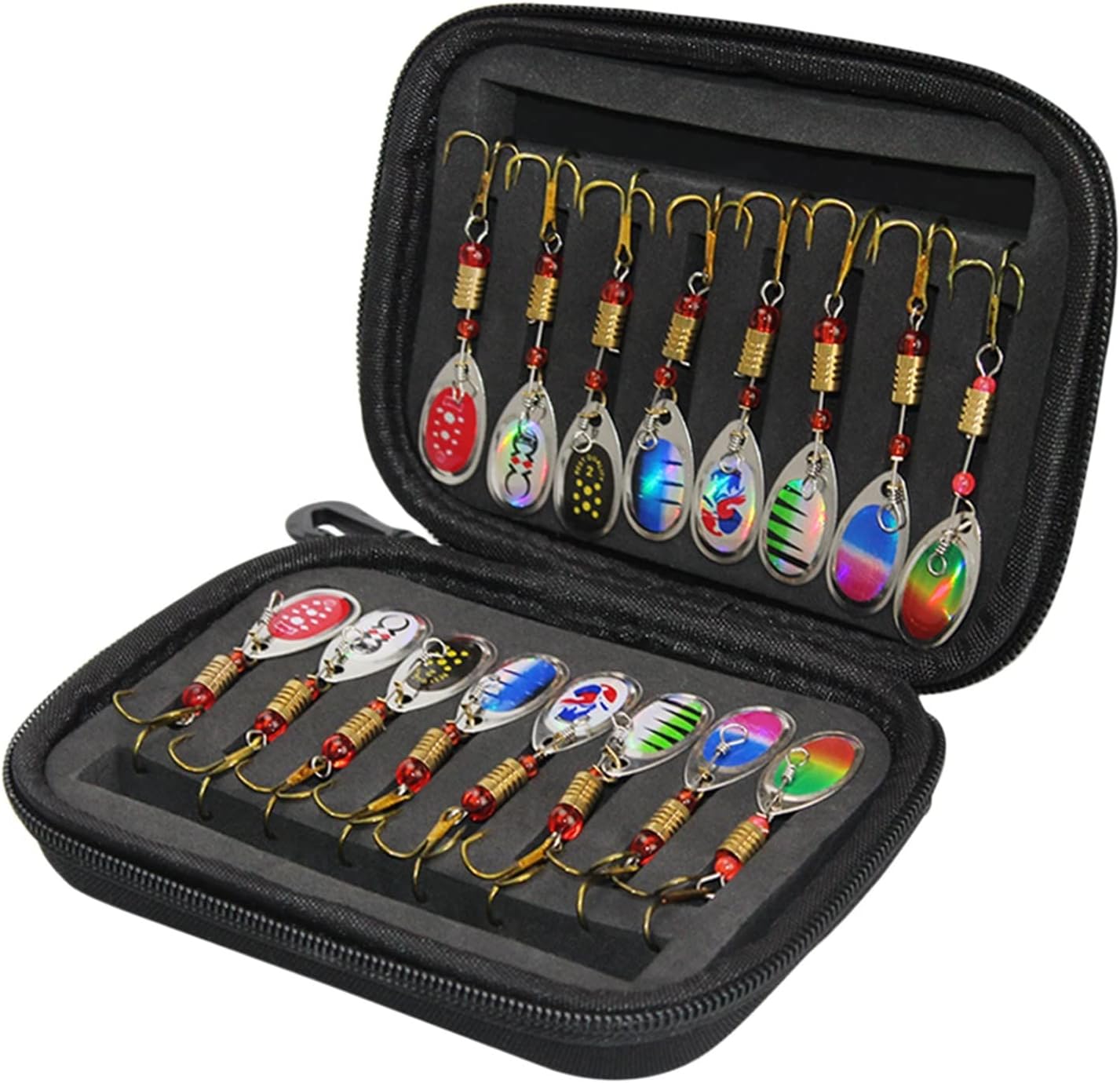 Metal Baits Set Fishing Spoons Lures Trout Bass Casting Spinner Fishing Bait with Storage Bag Case Accessories