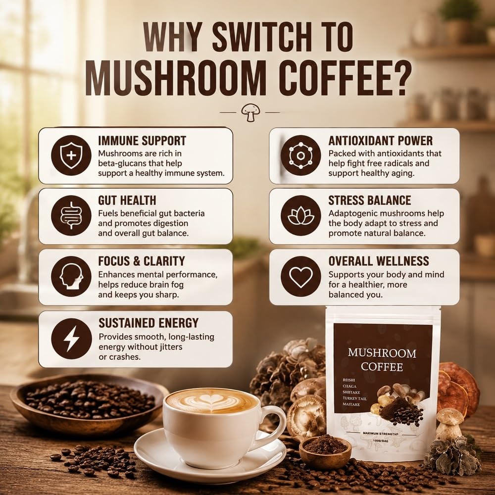 Organiczna probiotyczna mieszanka funkcjonalna kawy espresso z grzybami