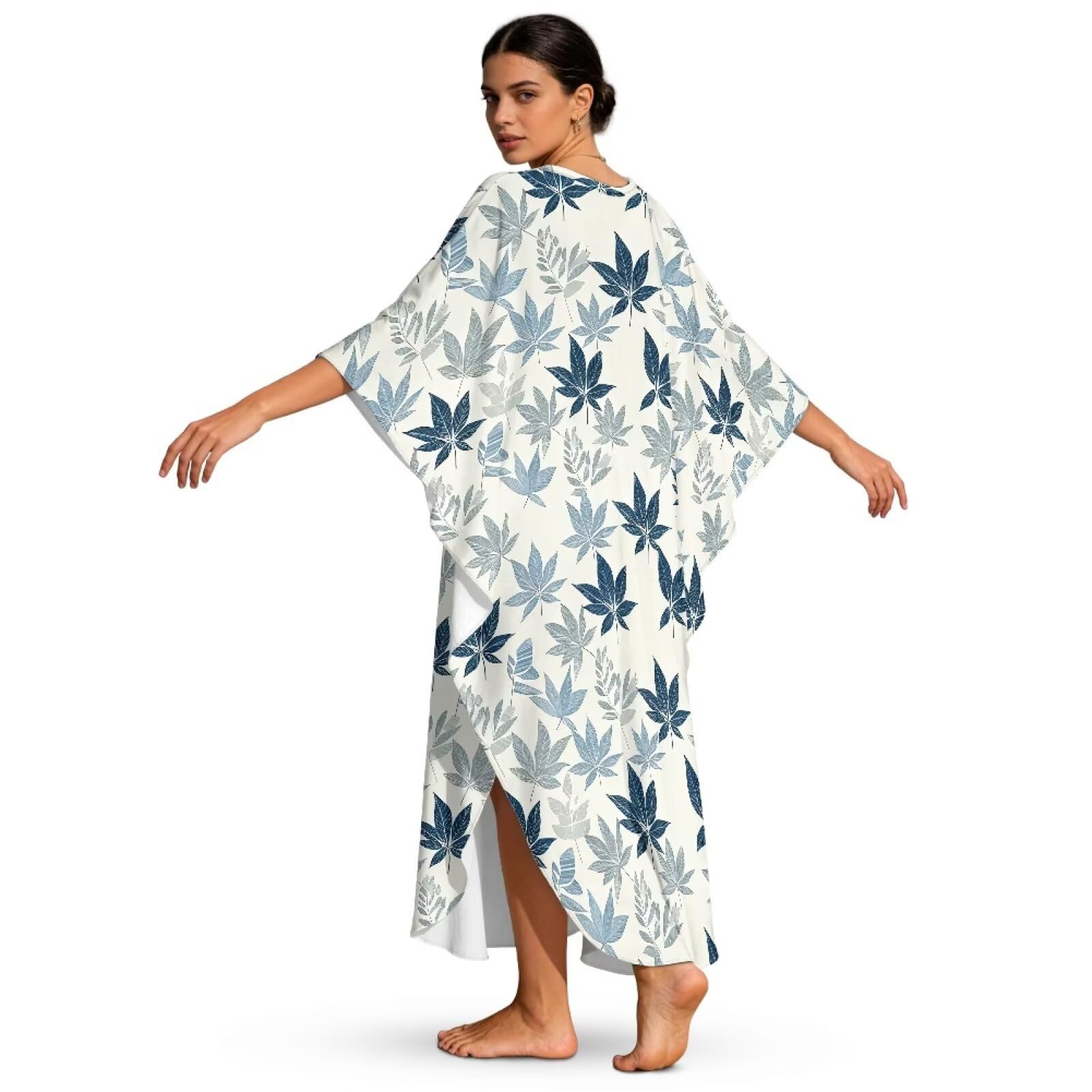 Xoenoiee Damska sukienka plażowa typu kaftan plus size dekolt w serek rękaw nietoperz strój kąpielowy okrycie zwiewna sukienka kaftanowa na basen, rejs