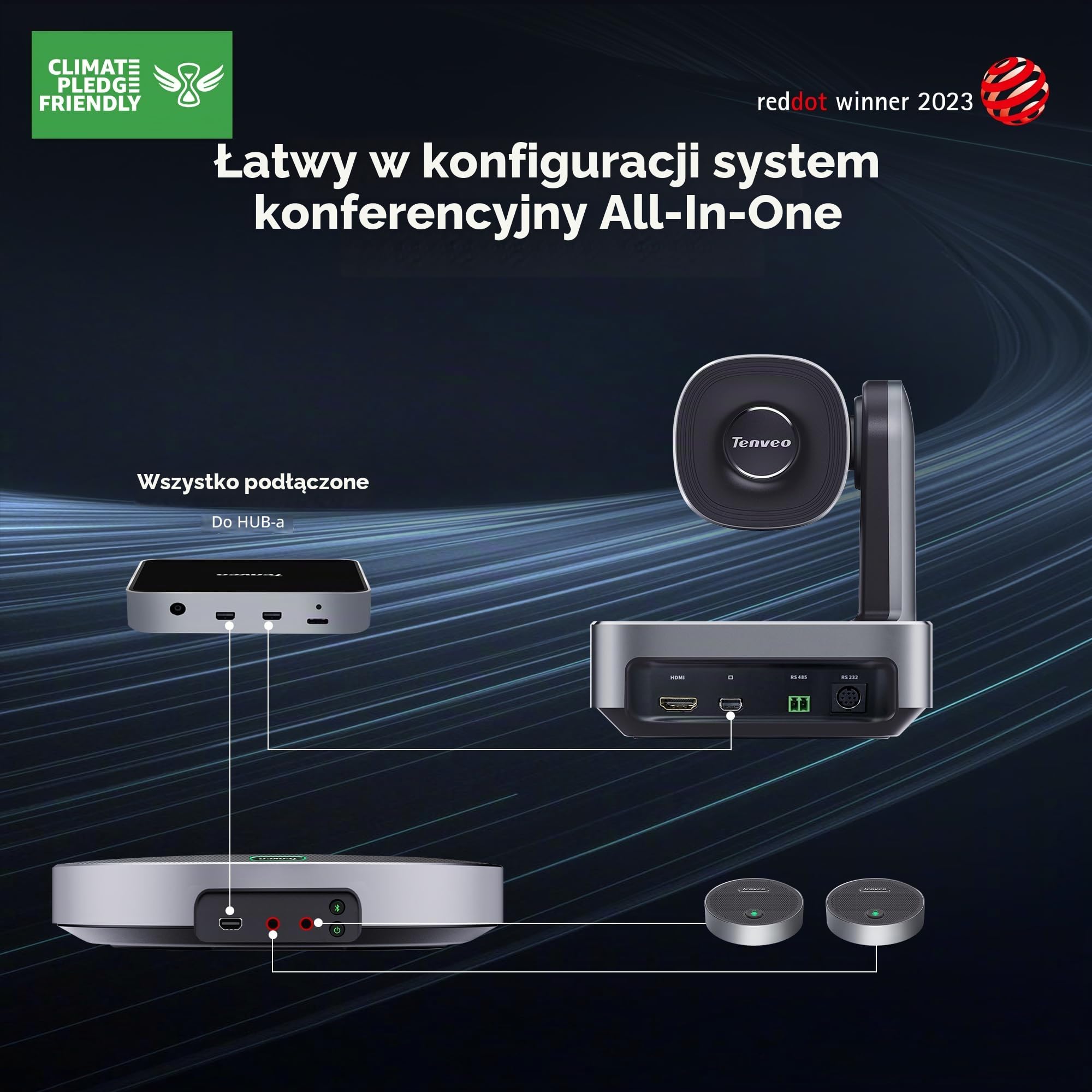 Tenveo Kamera konferencyjna 4K PTZ z Bluetooth Głośnik System 2 Mikrofony rozszerzające Zoom optyczny 12X Soczewka Szeroki kąt widzenia Współpracuje z Zoom Skype Teams