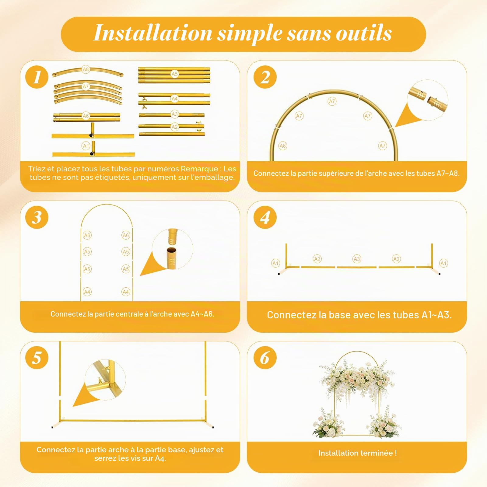 Support De Fond pour Arche De Mariage De 1,8-2,2 M,Arche en Métal
