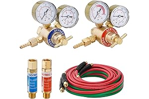 Oxygen and Acetylene Regulator Welding Gas Gauges Pair with Safety Flashback Arrestors
