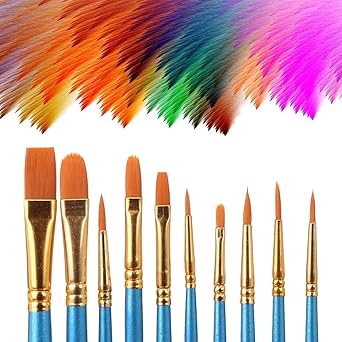 ikis Paint Brushes, 10pc, Paint Brushes for Acrylic Painting, Art Brushes, Drawing and Art Supplies, Paint Brush, Acrylic Paint Brushes, Paint Brushes for Kids, Paint Brush Set, Watercolor Brushes