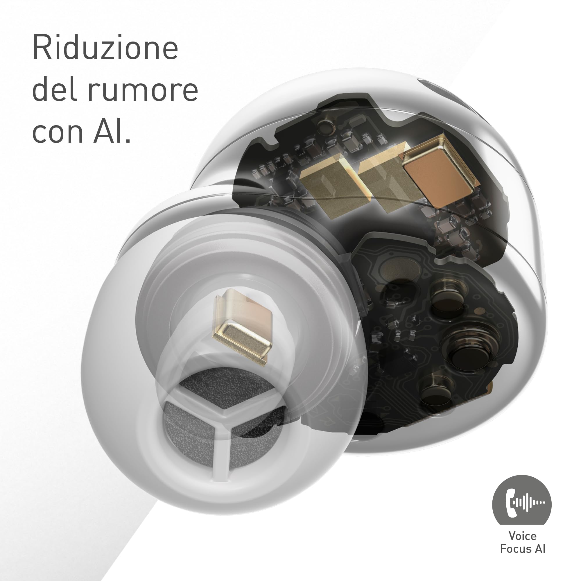 Technics EAH-AZ100E-N Auricolari Wireless con Cancellazione del Rumore, Bluetooth Multipoint, Voice Focus AI, Comode Cuffie In-Ear, Oro Champagne