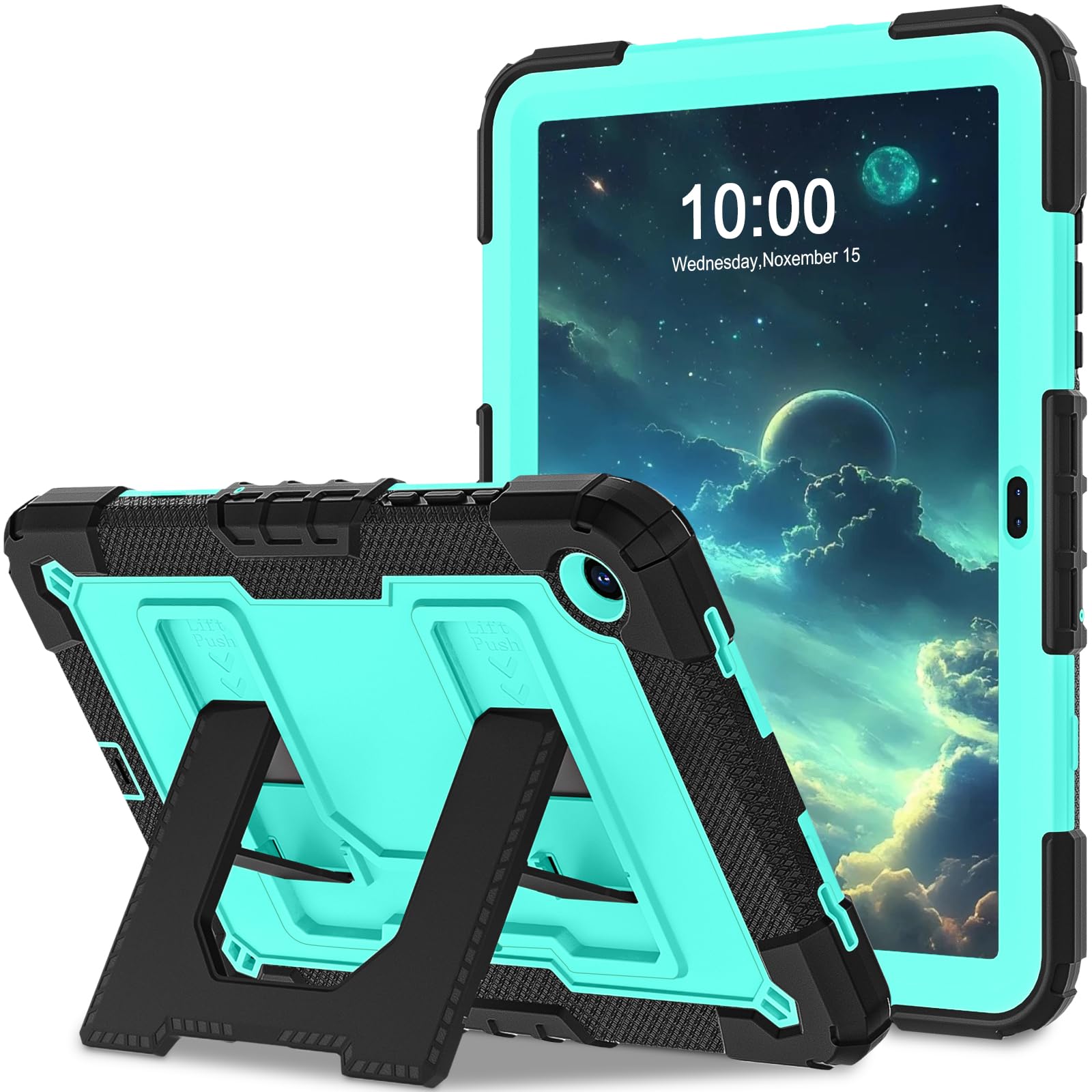 for Samsung Galaxy Tab A11 Plus/A9+ 11-Inch Galaxy Tab A11 Plus Case,Heavy Duty Shockproof Rugged High-Impact Protective Cover for Tab A11+ Tablet,Black Mint