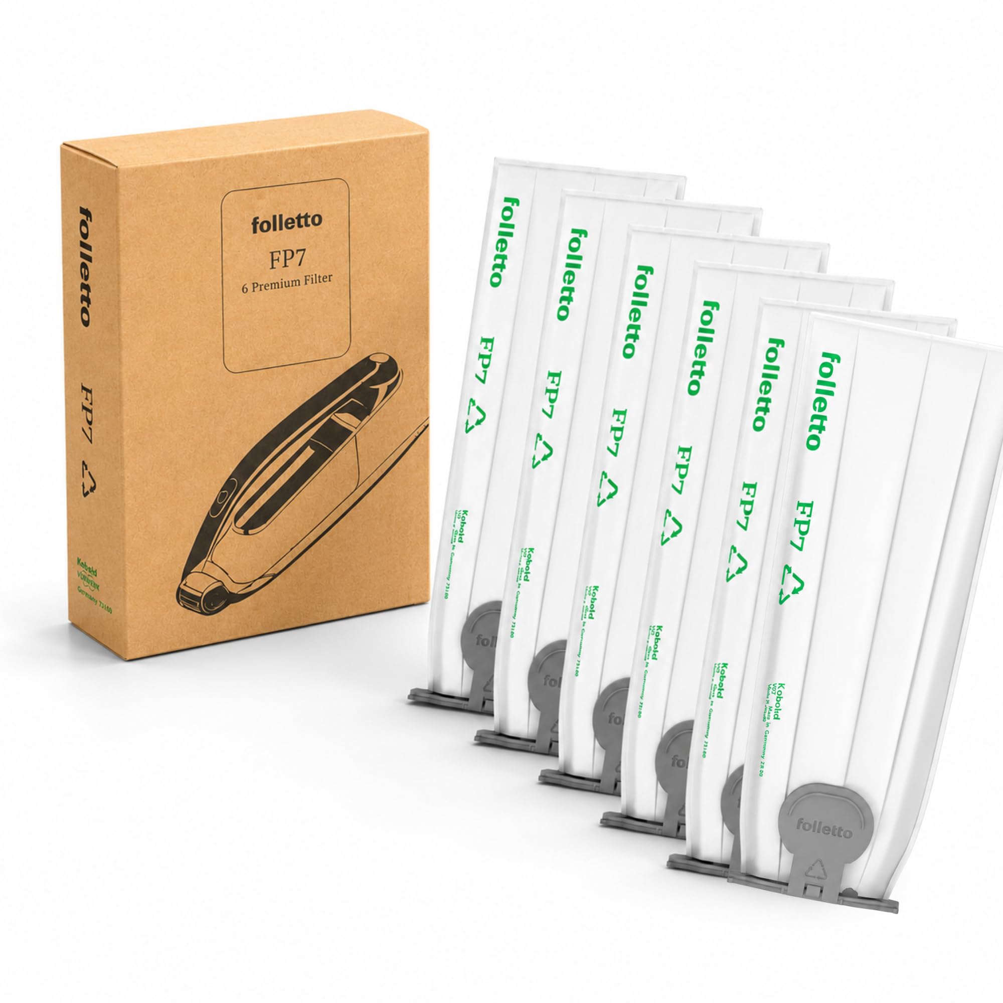 6 Sacchetti Folletto VK7/7S ORIGINALI SENZA DOVINA - Filtrello Premium FP7 per Folletto VK7/7S - con Filtro HEPA 99,99% - Triplo Strato Antipolvere, Anti Allergeni e Anti Odore