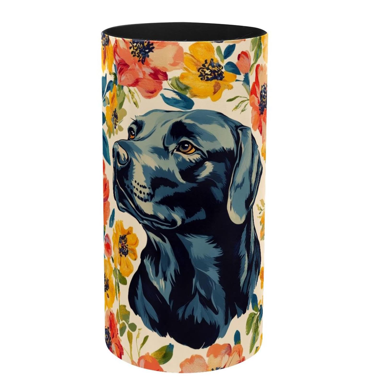 Porte-pinceaux de maquillage et boîte à musique Labrador en métal noir
