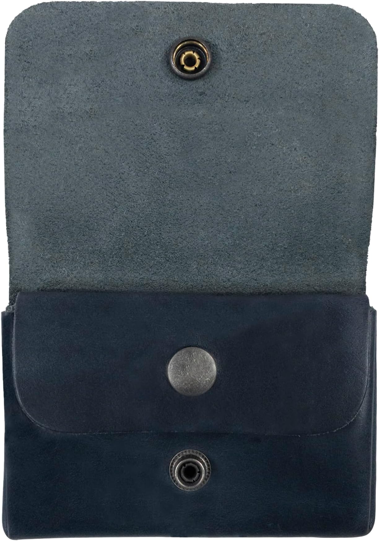 Double Pouch Wallet for Men and Women, Rectangular Card Holder, Money Organizer, ID Case, Classic Style, Full Grain Leather, Handmade, Slate Blue