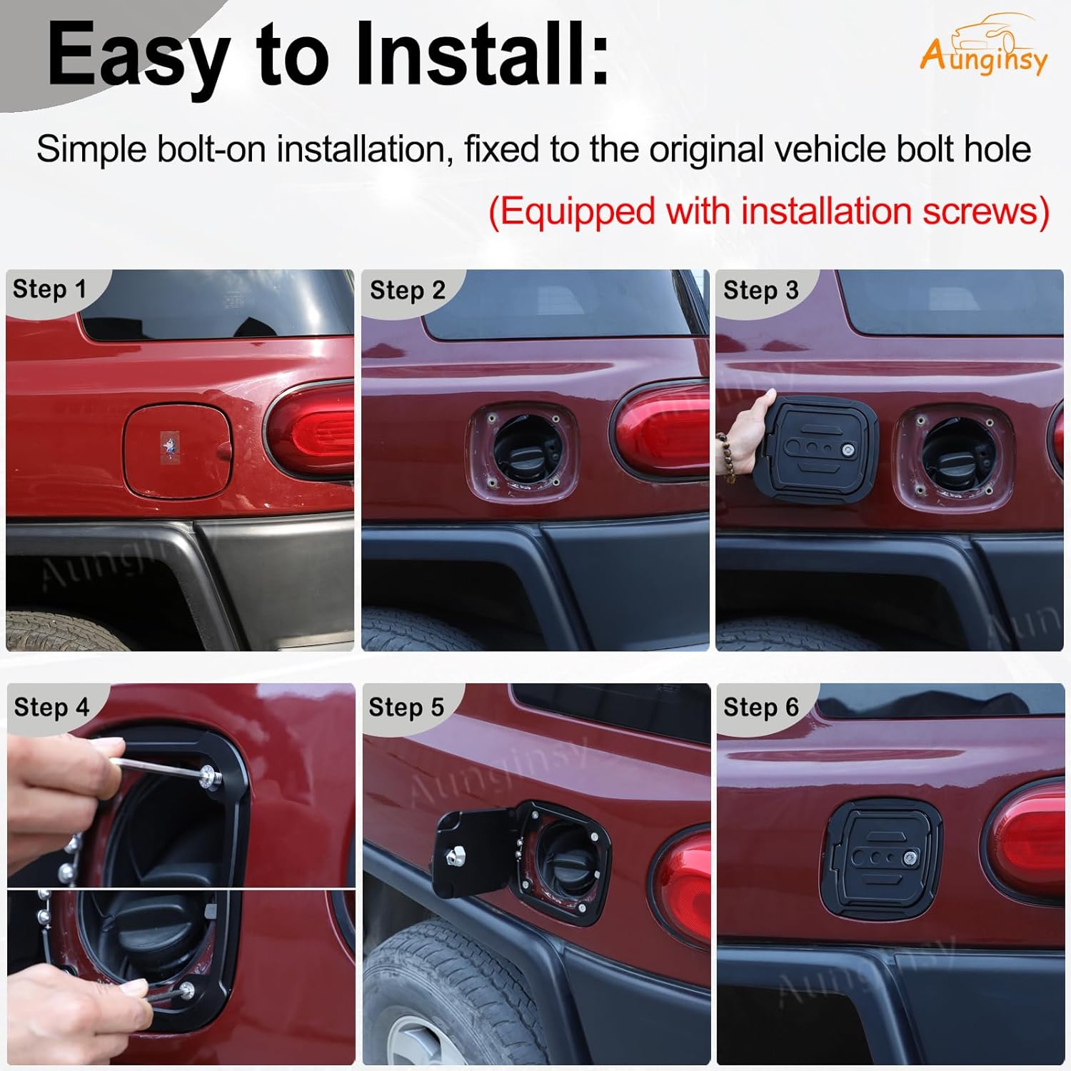Aunginsy Car Fuel Tank Cap Replacement Anti-theft Lock Cap Compatible with Toyota FJ Cruiser 2007-2024 Door Locking Gas Cap Tank Cover Fuel Filler Door Protector with Lock Trim Cover Kit Accessories