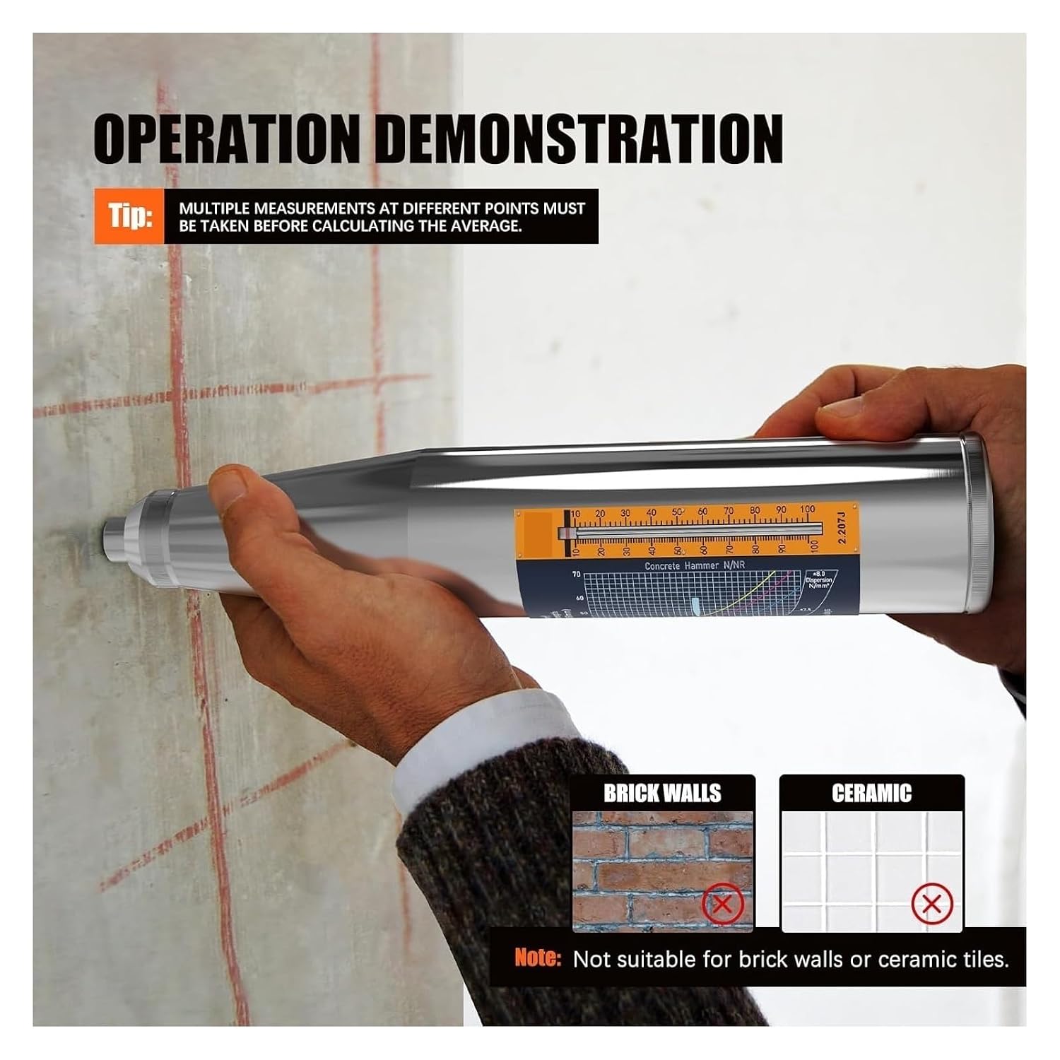 Concrete Rebound Hammer Tester, Concrete Rebound Hammer High Accuracy Durable Hardness Tester