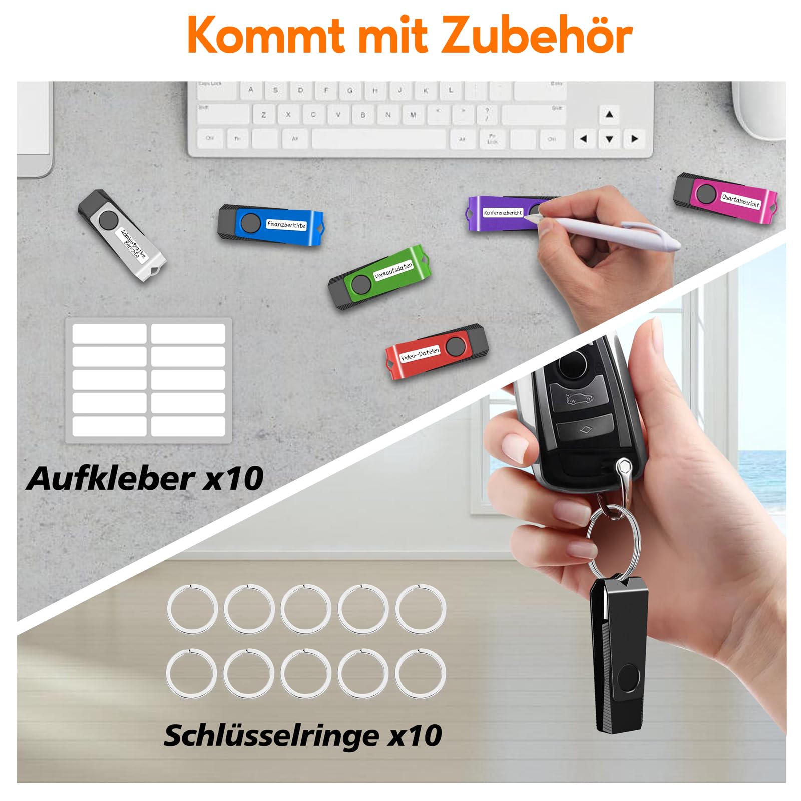 TEWENE Chiavetta USB da 16 GB, set da 10 pezzi, USB 3.0