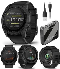 Garmin Tactix 8 51mm Solar Elite Titanium Bezel Sapphire Lens Premium Tactical GPS Smartwatch Includes Applied Ballistics Ultralight