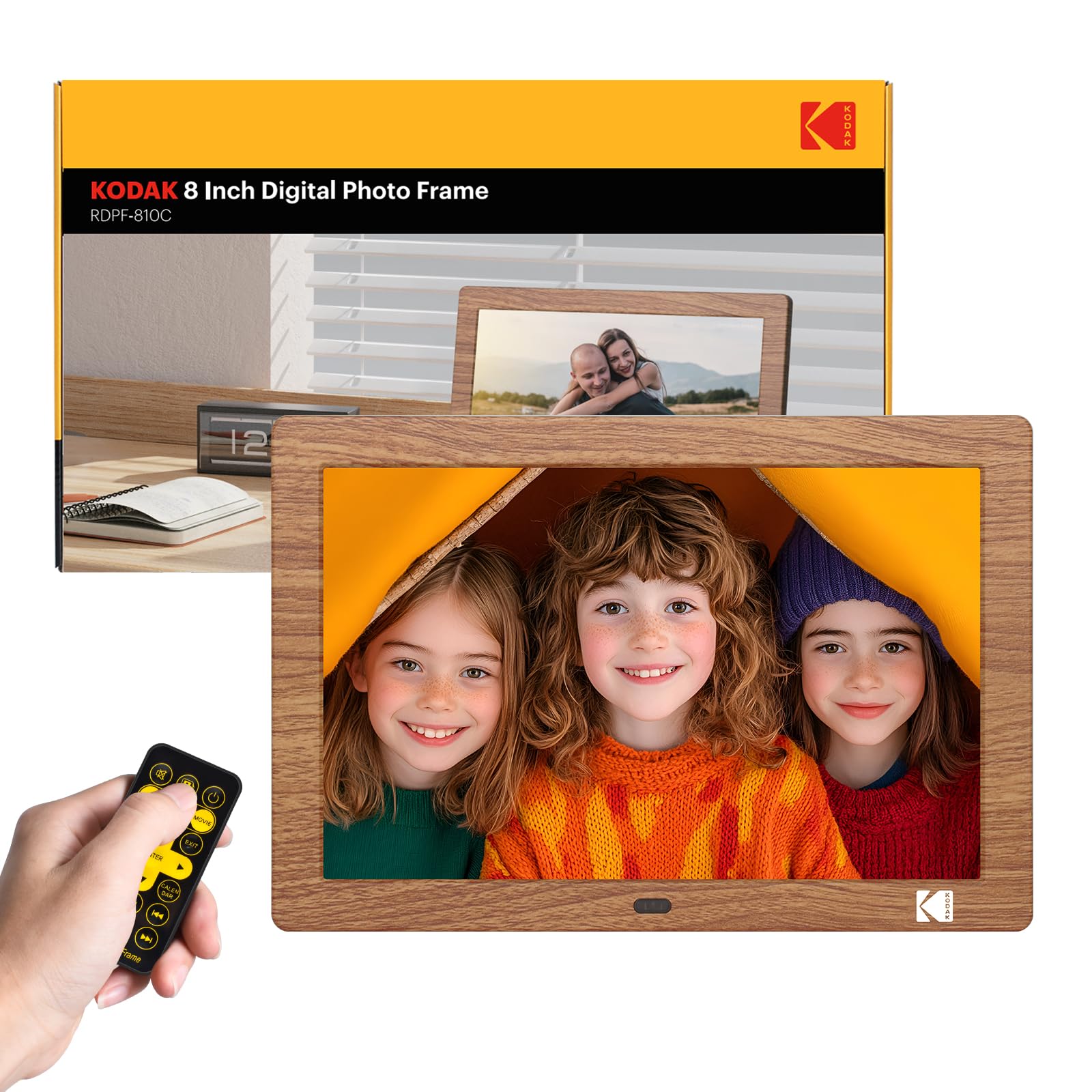 KODAK Digitaler Bilderrahmen 8 Zoll 1280x800 IPS-Bildschirm 178° Betrachtungswinkel USB SD-Karte Fernbedienung