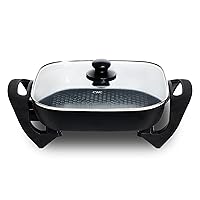 Vista 1 de COOK WITH COLOR Electric Skillet - 12" x 12" Ceramic Nonstick Pan, PFAS-Free, 1400W, Tempered Glass Lid, Variable Temperature, Removable Heating