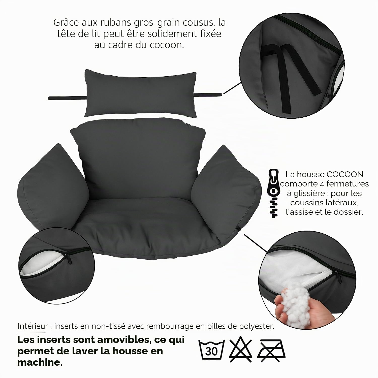 Ferocity Suspendu Hamac Chaise Coussins, Imperméable Siège de Chaise Rembourrage pour Patio Jardin, Balançoire Panier Suspendu Coussin de Siege, Palm Trees (Strelitzia Reginae) [114]