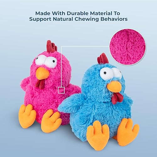 Vista 184 de Best Pet Supplies - Juguetes para cachorros y perros adultos, crujen y hacen chirridos, pollo (azul)