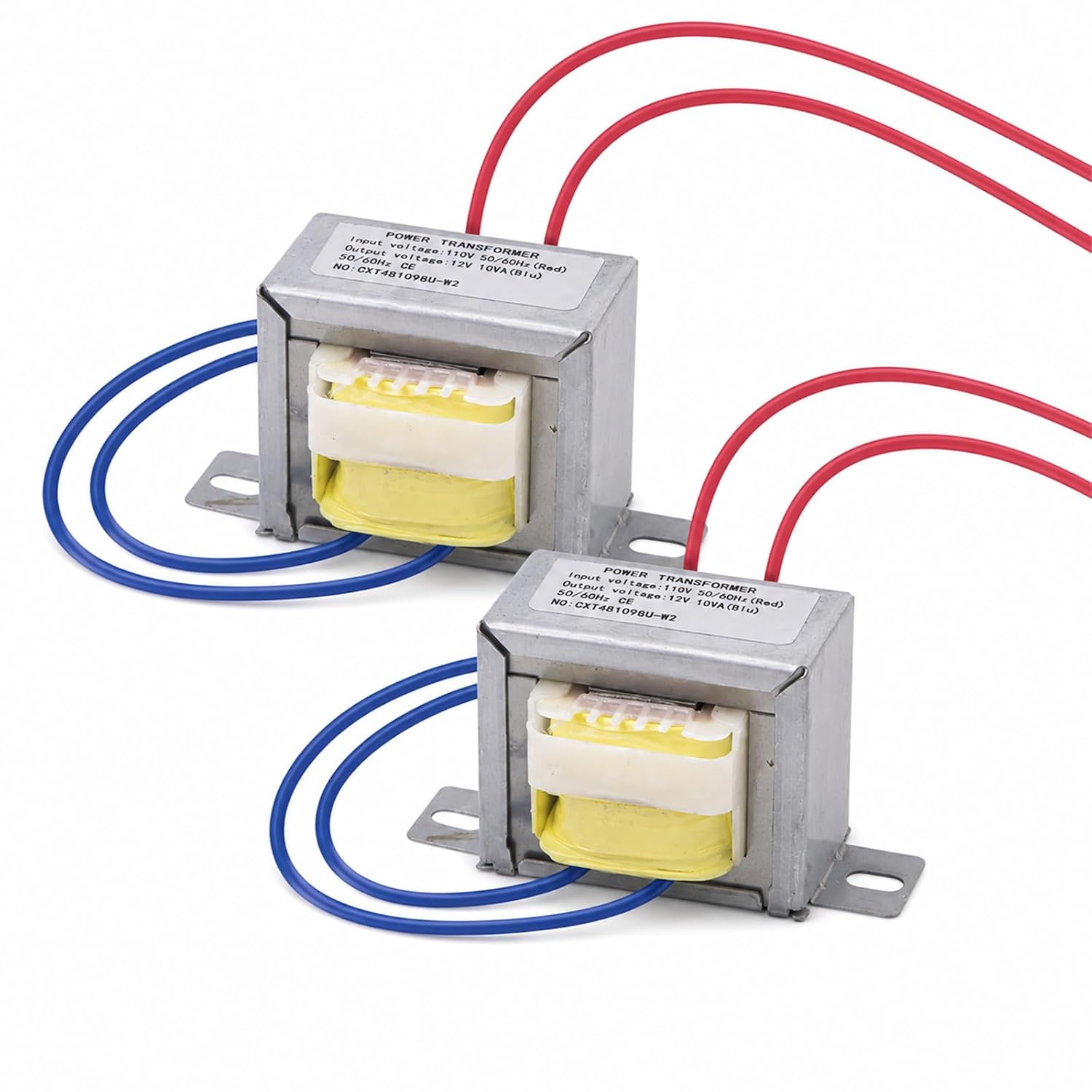 Jingzan 2 Pack 110V to 12V AC Transformer, 10VA 0.83A Open-Frame Power Transformer for Synchronous Motors and 12VAC Equipment