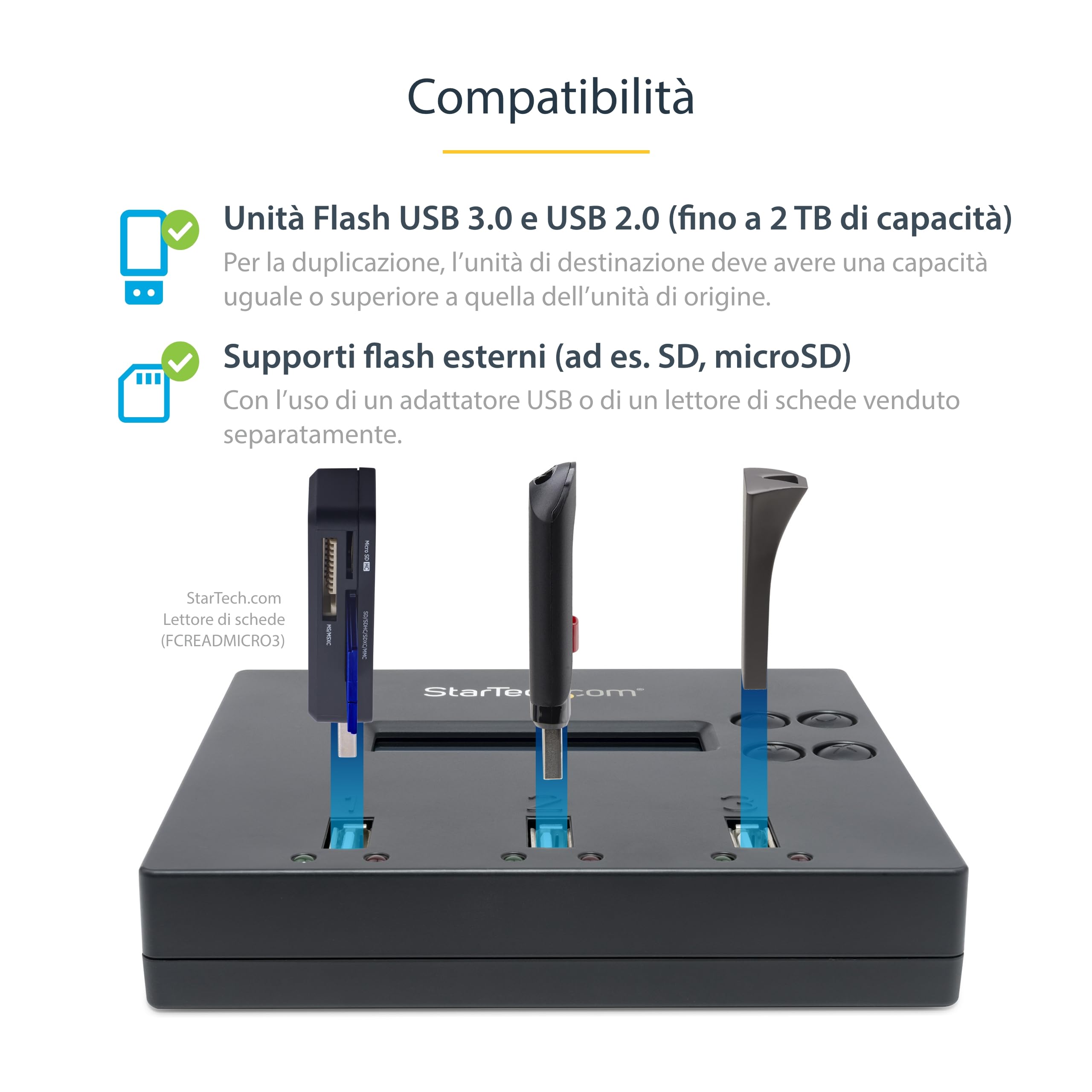 StarTech Duplicatore Clonatore e Cancellatore USB 1:2 per Chiavette, LCD | Cancellazione a 3 Passaggi, Standalone senza PC, Copia del Sistema