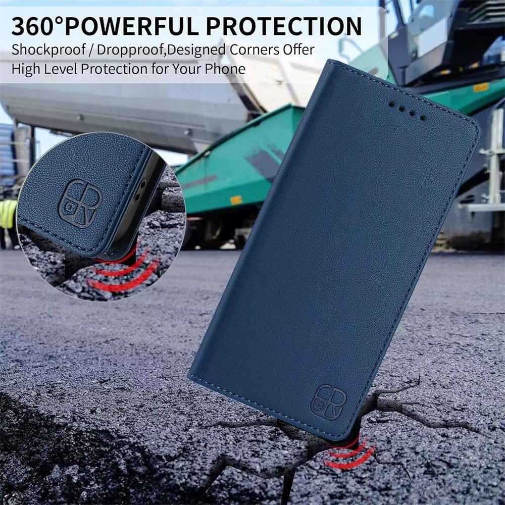 MOJIA Case For Doogee Note 58 / Note 58 Pro Case, Folio PU Leather Wallet Case [Magnetic Closure] TPU Inner Case, Stand Card Holder Cover, Blue - View #7