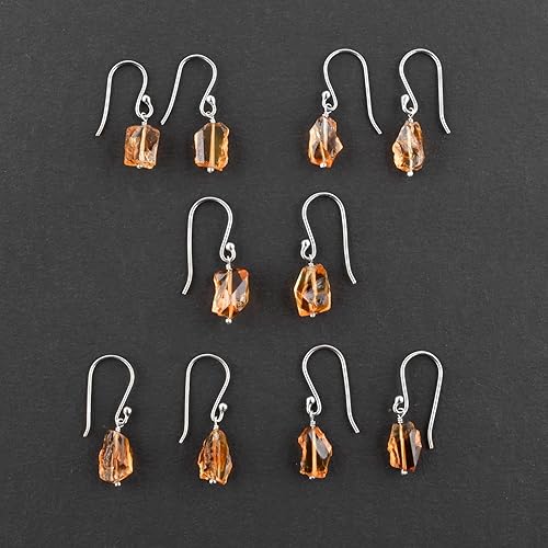 Miniatura 23 de Natural Raw Herkimer Diamond Earrings, Rough Gemstones, Minimalist Jewelry, Dangling Earrings, Rhodium Plated, 925 Sterling Silver, April