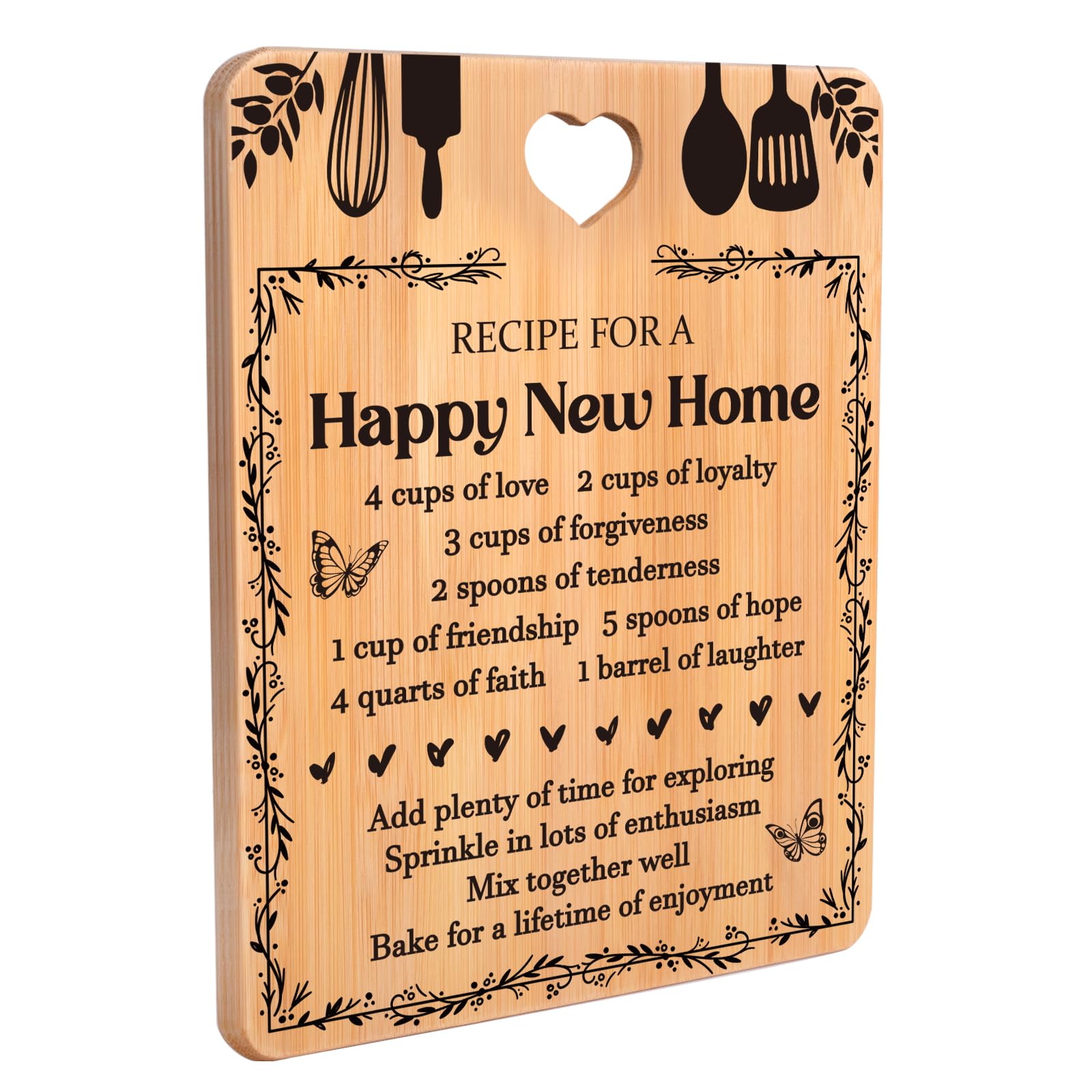 New Home Gifts, House Warming Gifts New Home Bamboo Cutting Board Special Recipe Series, Kitchen Essentials Housewarming Gifts for Couples Friends Coworkers