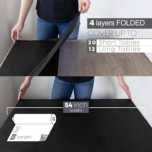 Miniatura 5 de Neatiffy - Rollo de mantel de plástico desechable e impermeable de 54 pulgadas x 108 pies, para mesas de cualquier forma, pícnics, fiestas,