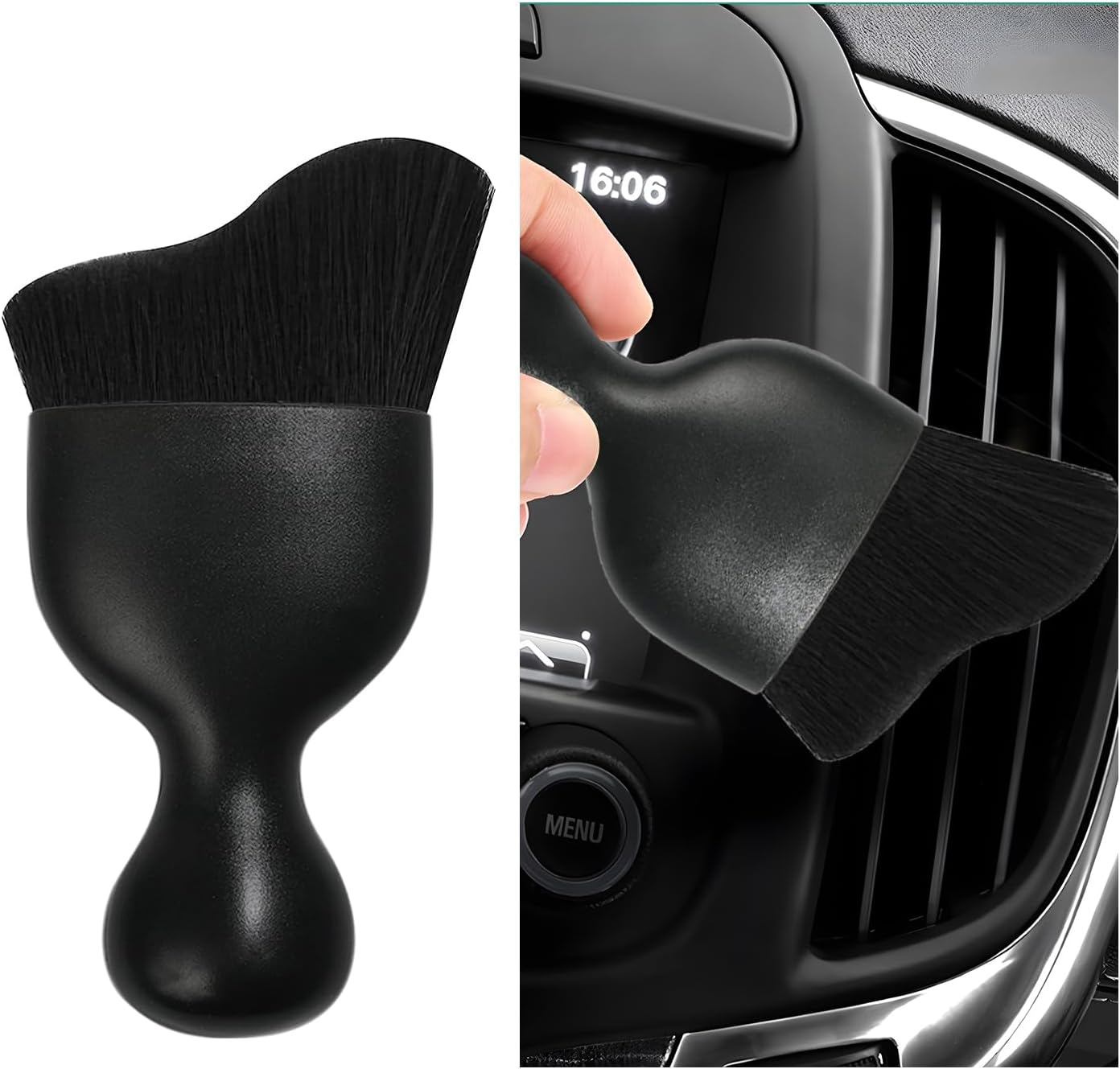 Car Interior Dust Brush, Soft Scratch Free Auto Detailing Brushes, Universal Vehicle Interior Cleaning Tool for Automotive Dashboard, Air Vents, Leather(Black)