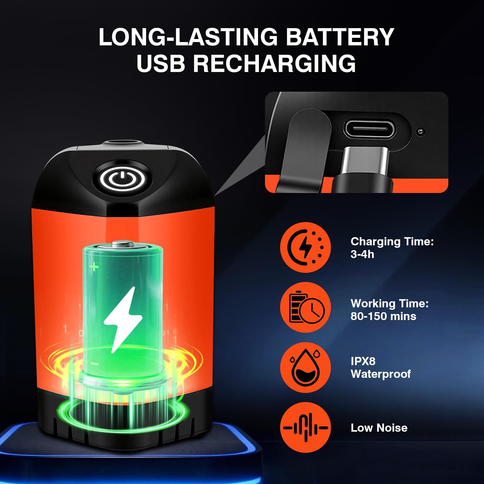 Doccia portatile per il campeggio, 7800mAh ricaricabile campeggio doccia