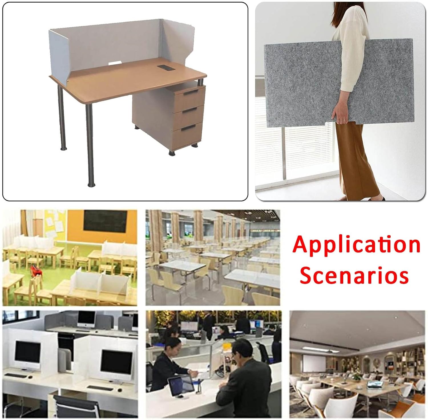 Eco-Friendly Desk Dividers, Sound Dampening Office Partition Panels, Stand-Up Cubicle Privacy Screens, 24” 31” 39” × H 20”, Ideal for School & Office, Pack of 1