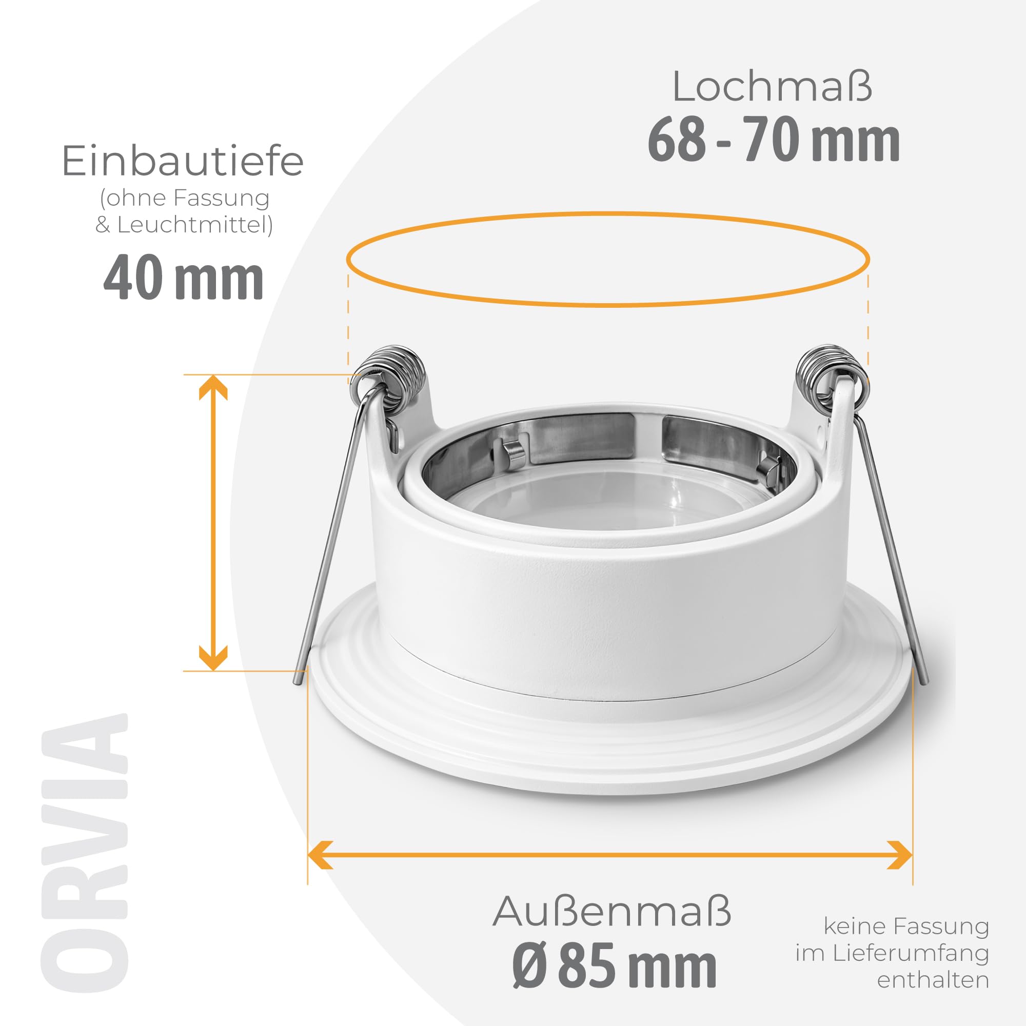 SSC-LUXon ORVIA Spot Badezimmer Außenleuchte vollschwenkbar IP65 weiß - Duschlampe Deckenspots für Feuchträume 68mm geeignet für LED GU10 & Modul- ohne Leuchtmittel