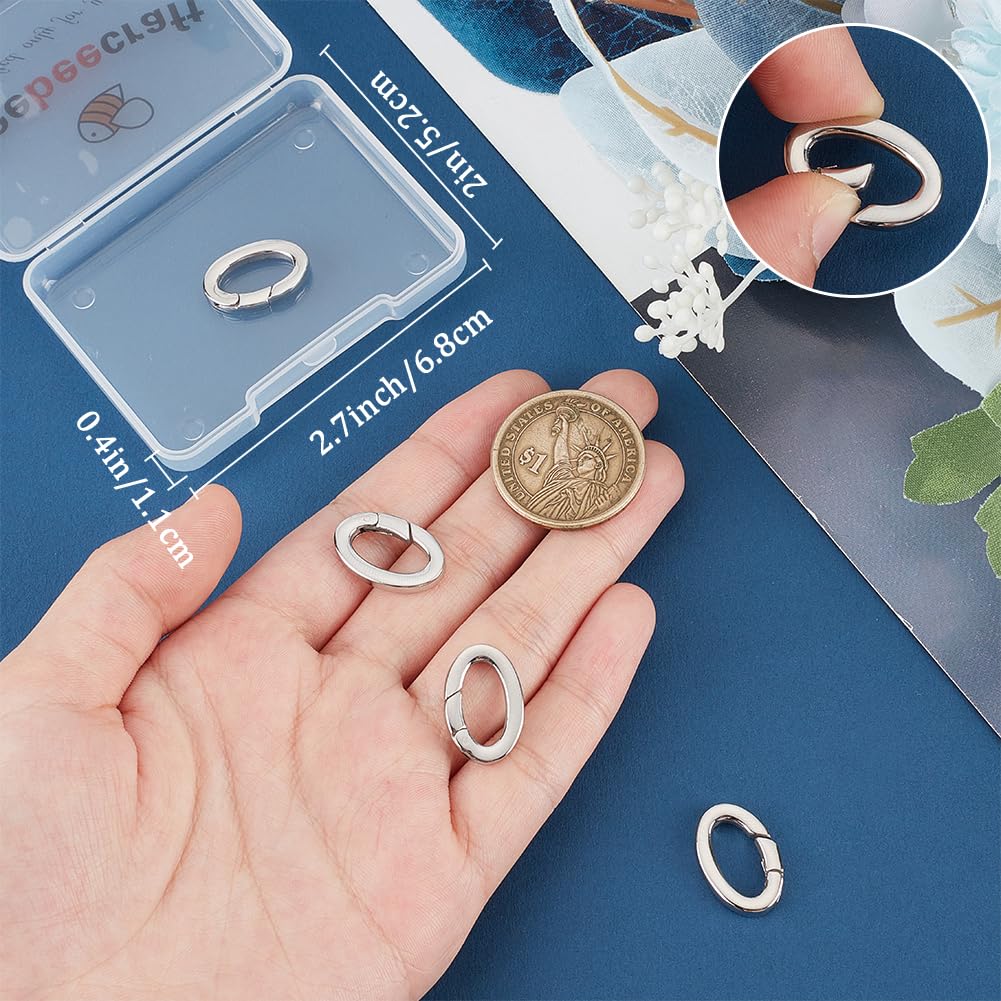Beebeecraft 2 Anelli A Molla In Argento 925 Per Gioielli, Forma Ovale 12.5x9.5mm, Colore Oro E Argento, Per Collane E Bracciali
