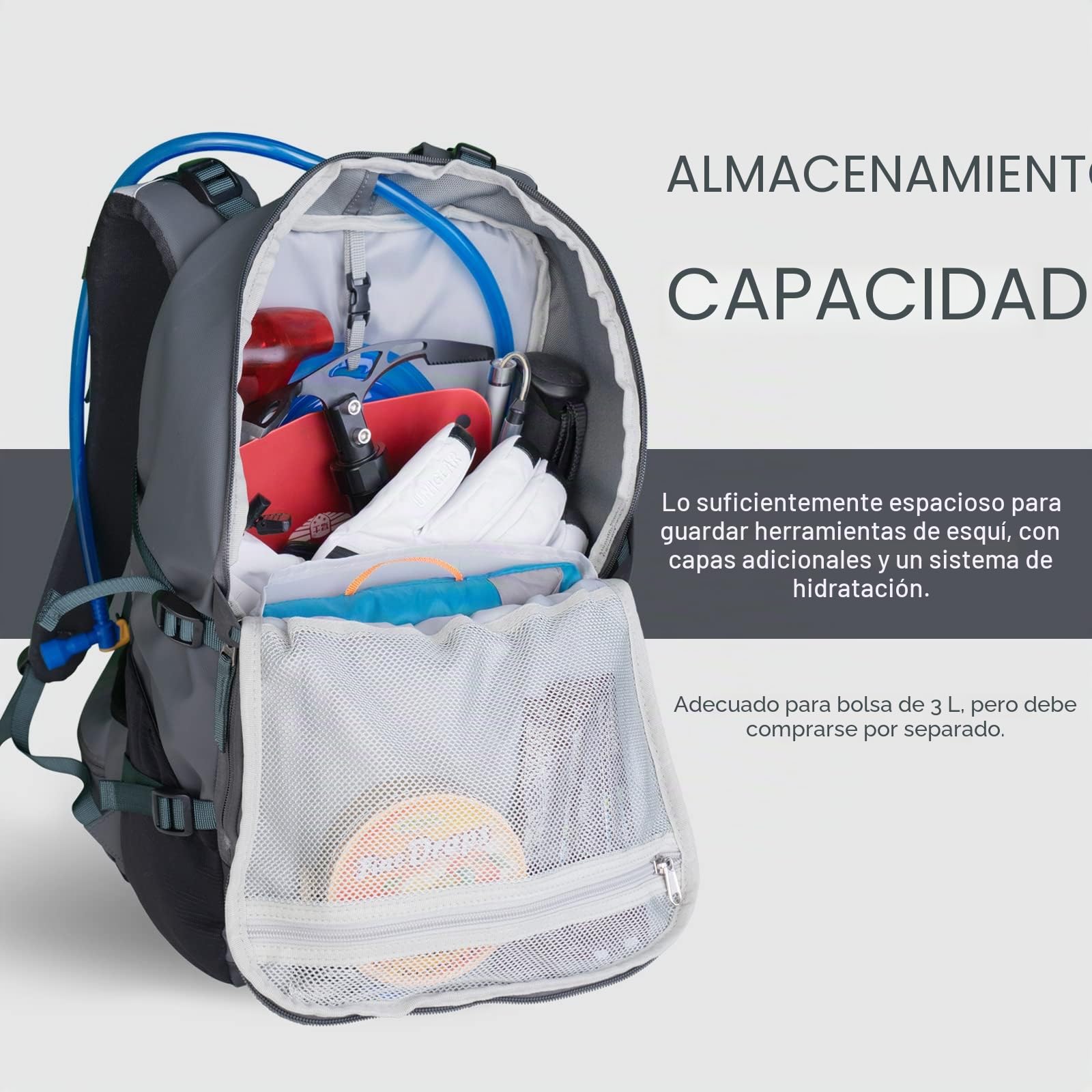 Unigear Mochila de esquí, snowboard, mochila de excursiones, hidratación al aire libre, esquí, deportes de invierno, senderismo, senderismo, ciclismo, 22 l
