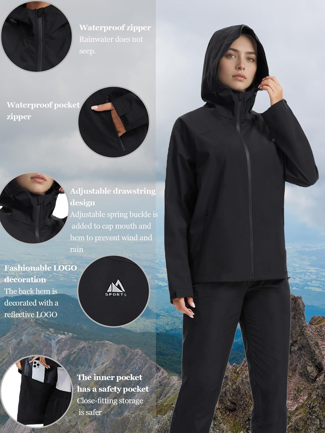 LAZAWG Rain Jacket Women Rain Coat with Hood Lightweight Breathable Waterproof Raincoat for Hiking Outdoor Travel