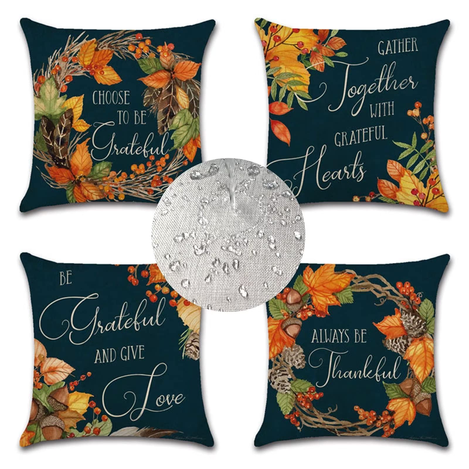 Housses de coussin anti-pluie pour protéger vos sièges extérieurs avec motif automnal lot de 4